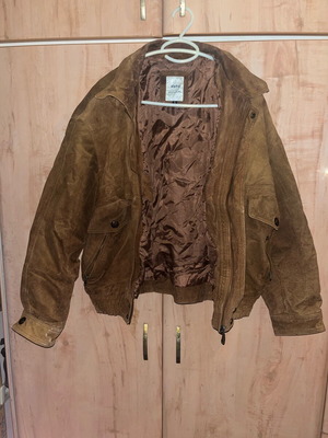 Alpha leather bomber jacket used, brown, size Large
