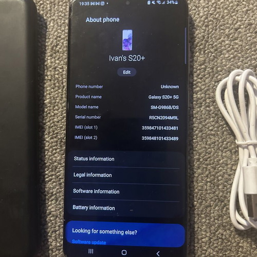 Samsung S20 Plus 128GB used, black, Android One