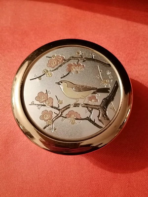 Chokin vintage decorative jewelry box with 24k gold bird and flower design