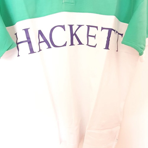 Hackett men's polo shirt like new, XL, white and green