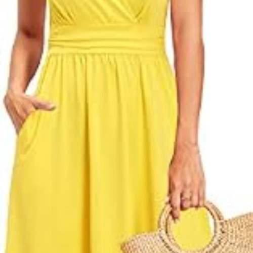 New shows plus size yellow short sleeve dress