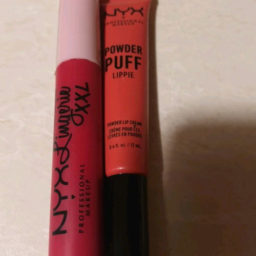 Nyx cosmetics used, Power Puff Lippie and Lipstick Lingerie XXL