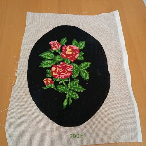Handmade oval rose embroidery new 39x30