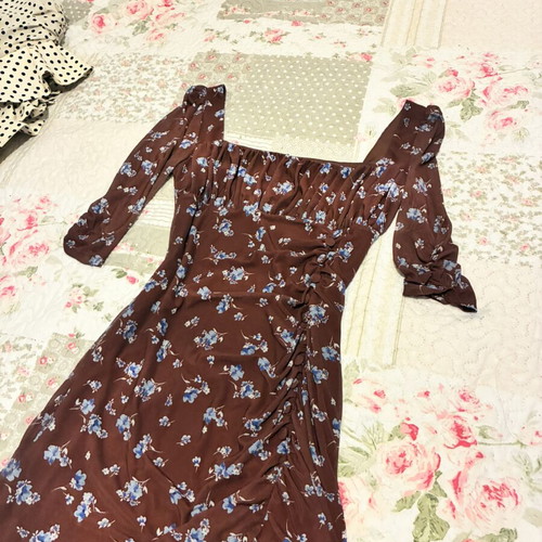 ASOS brown floral mini dress, size S