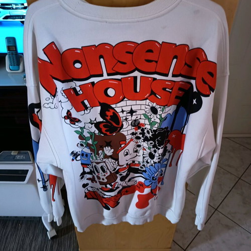 Bershka women's oversized sweatshirt like new, white multicolor