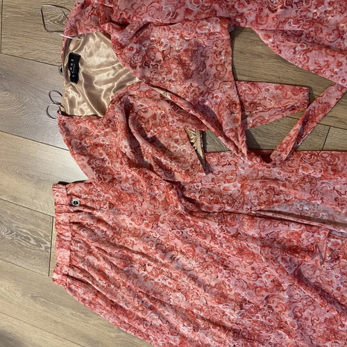 Lynne boho set with skirt and crop jacket, like new, white and pink