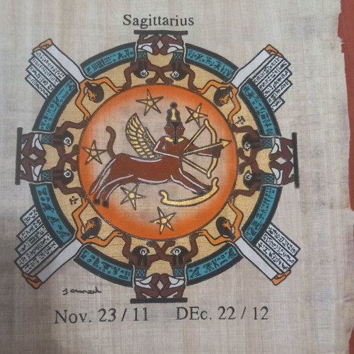 Papyrus with Sagittarius zodiac used from Egypt