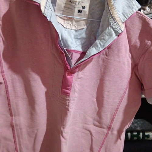 Polo men's t-shirt like new, pink and turquoise, size S