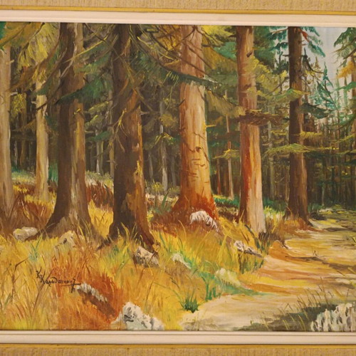 Oil painting used by K.Karathanasis, theme forest, 50x70cm
