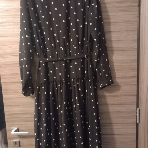 Long Black Dress With Polka Dots Like New, Size 46