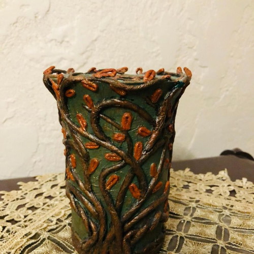 Decorative cup new, handmade 11x14 cm