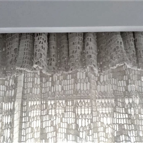Handmade knitted curtains 3 panels in excellent condition