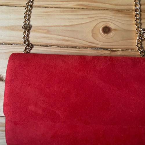 Carpisa velvet red bag like new with gold strap formal