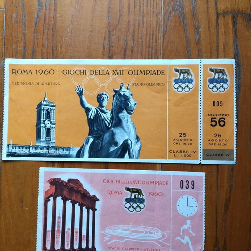 Rome 1960 Olympic Games tickets used, set of 2