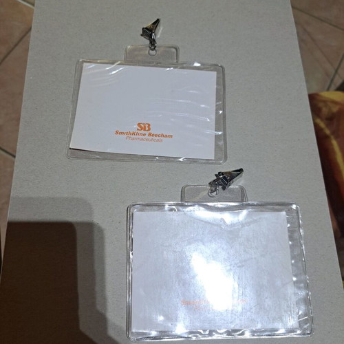 Transparent card holders with clip 2pcs new, white