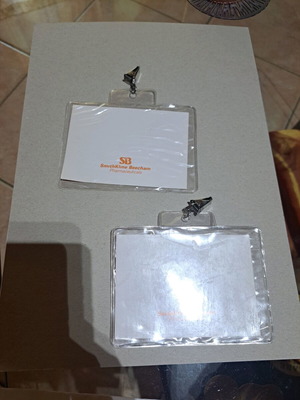 Transparent card holders with clip 2pcs new, white