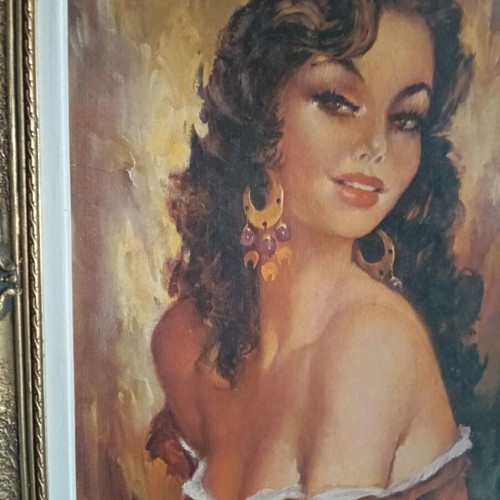 Gypsy painting used with vintage gold frame