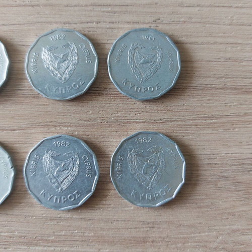 5 mils Cyprus coins used, pack of 10 from 1982