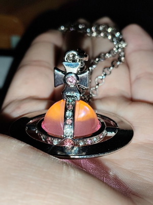 Vivienne Westwood Vintage Y2K Big Pink Orb Saturn Necklace