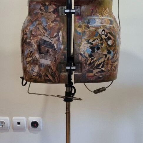 Adjustable Sewing Mannequin with Decorative Collage Coating and LED Light