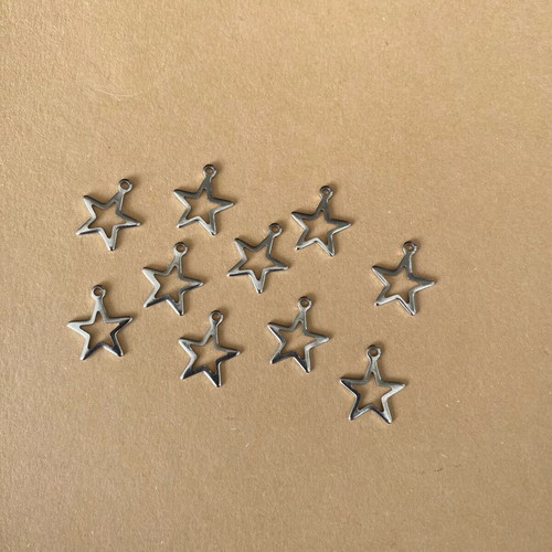 Steel stars for jewelry making, pack of 10, new