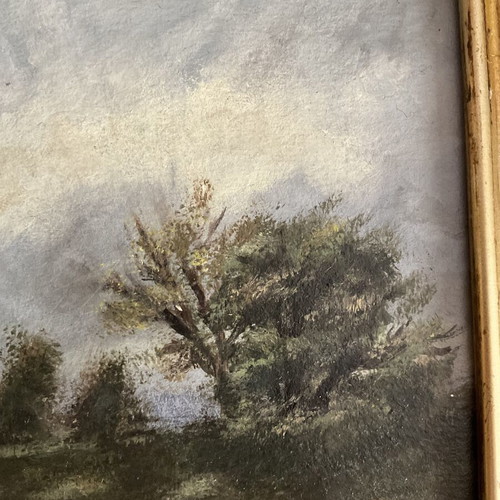 Oil painting landscape on paper with frame new