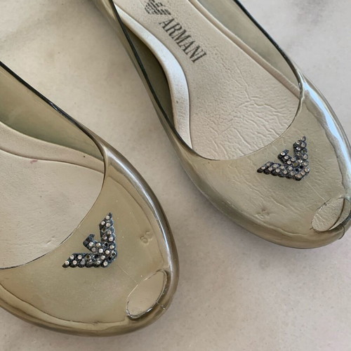 Emporio Armani Jelly μπαλαρίνες νούμερο 39 μεταχειρισμένες, Y2K κρυστάλλινο λογότυπο
