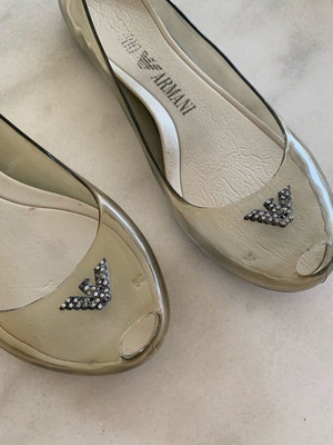 Emporio Armani Jelly μπαλαρίνες νούμερο 39 μεταχειρισμένες, Y2K κρυστάλλινο λογότυπο