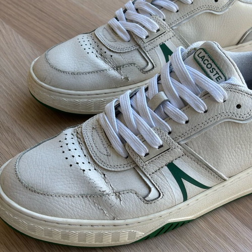 Lacoste sneakers used, white with dark green details, size 44