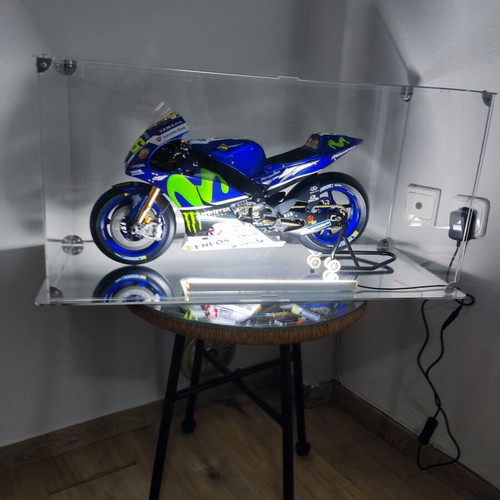 Valentino Rossi Motorcycle Model with Illuminated Display Case and Magazines