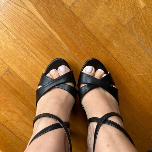 Black high-heeled sandals like new, 11 cm heel, size 40