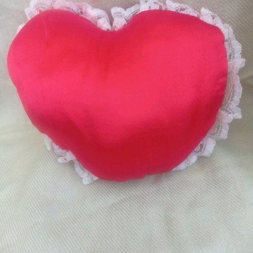 Heart pillow used with I love you embroidery