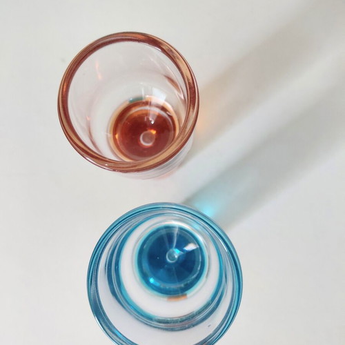 Sagaform Club snapsglazen shot glasses set of 2, blue and orange
