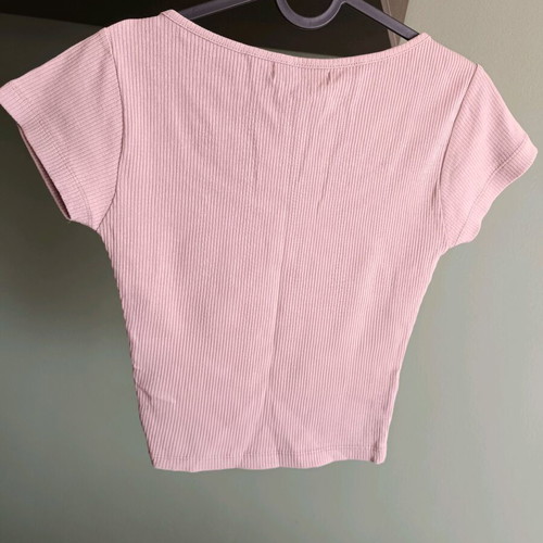 Inside rib crop top women's new, pink, XS/S