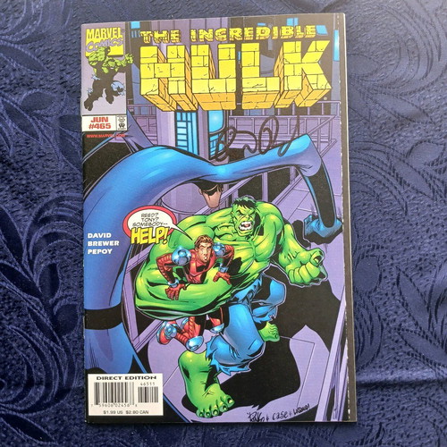Incredible Hulk #465 used with Peter David autograph