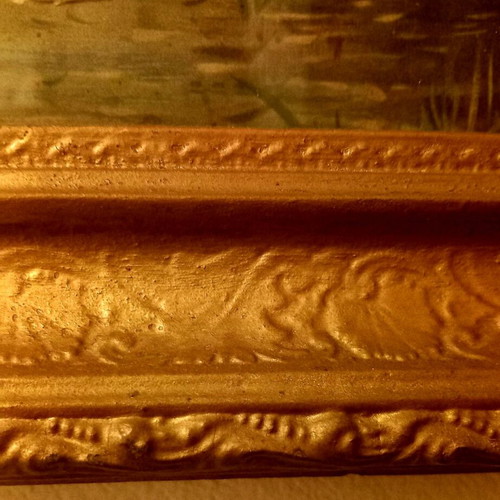Painting used 1909 with glass and golden carved frame