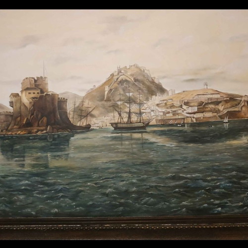 Oil painting Nafplio used on canvas with frame