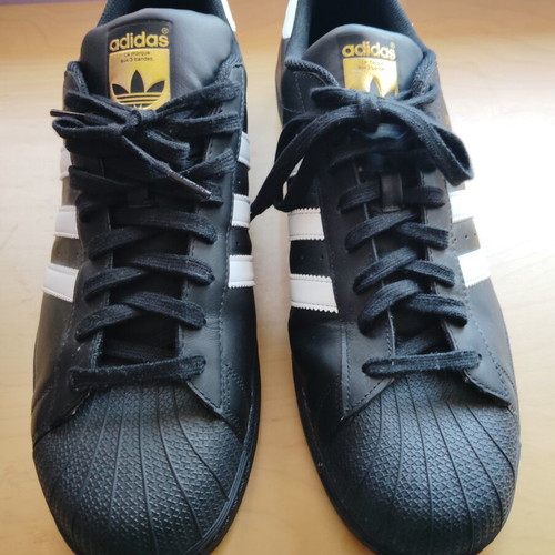 Adidas Superstar sneakers size 52.5, black and gold