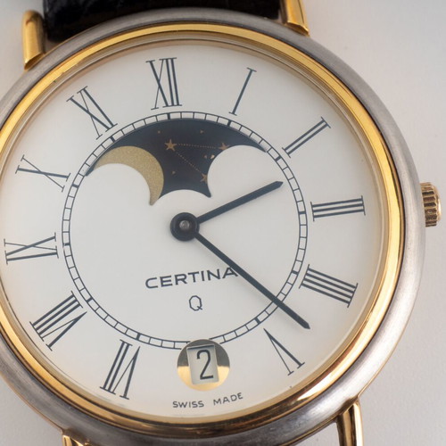 Certina Moonphase Dress Watch New Old Stock Early 1990s Swiss Made