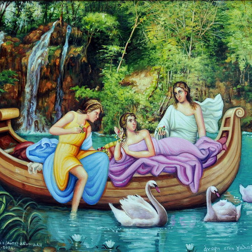 Spring in the Blue Lake Oil Painting by Dorotheos Antoniadis made to order