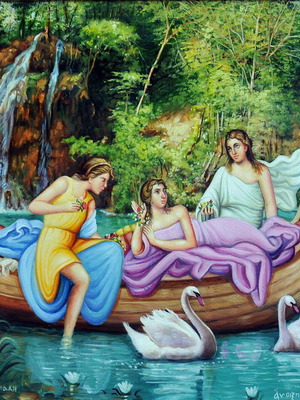 Spring in the Blue Lake Oil Painting by Dorotheos Antoniadis made to order