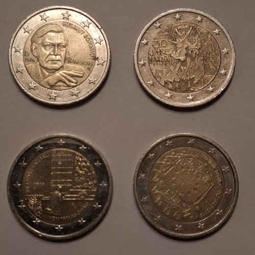 German commemorative 2 euro coins set like new, 4 pieces