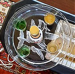  Mini σερβίτσιο ούζου με γυάλινο δισκάκι