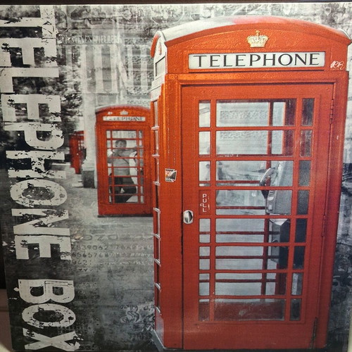 Painting used with wooden frame and canvas, Telephone Box