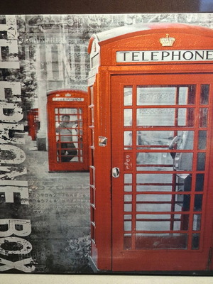 Painting used with wooden frame and canvas, Telephone Box