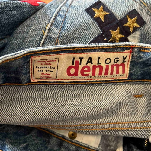 Italogy ripped jeans used, blue, cotton, size S-M