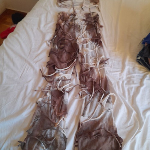 Shein Strapless Set with Bell Bottom Pants and Fringe Top like new