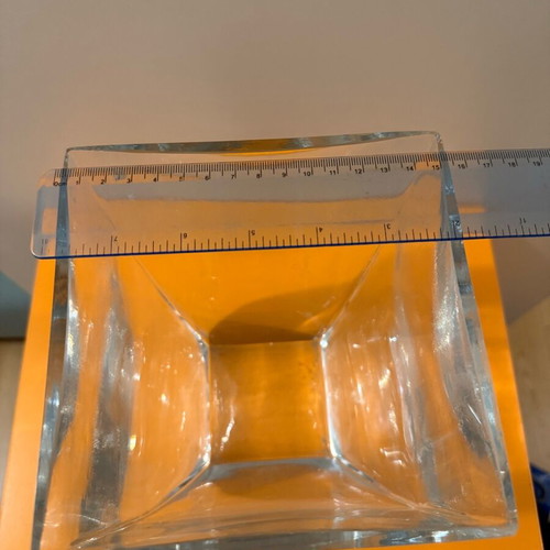 Glass square vase used, impressive and heavy