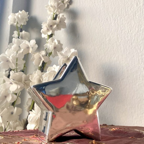 Table decorative star new, small silver matte
