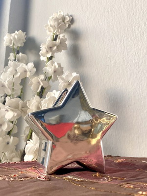 Table decorative star new, small silver matte